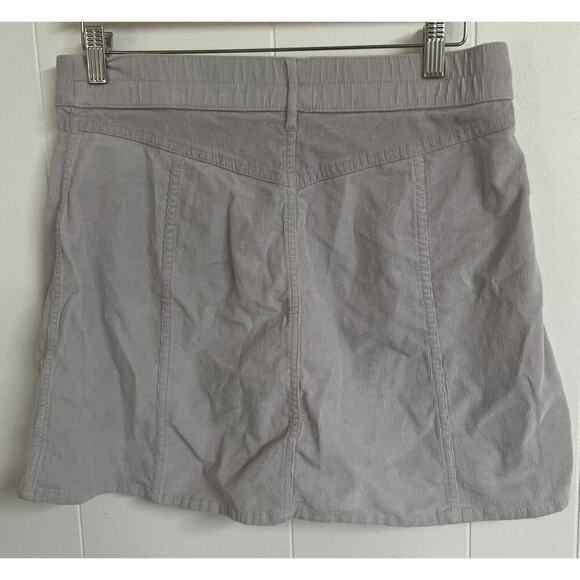 EUC Aerie OG Mini Skirt Light Grey Corduroy Size Large Button Front Cute - Picture 4 of 6